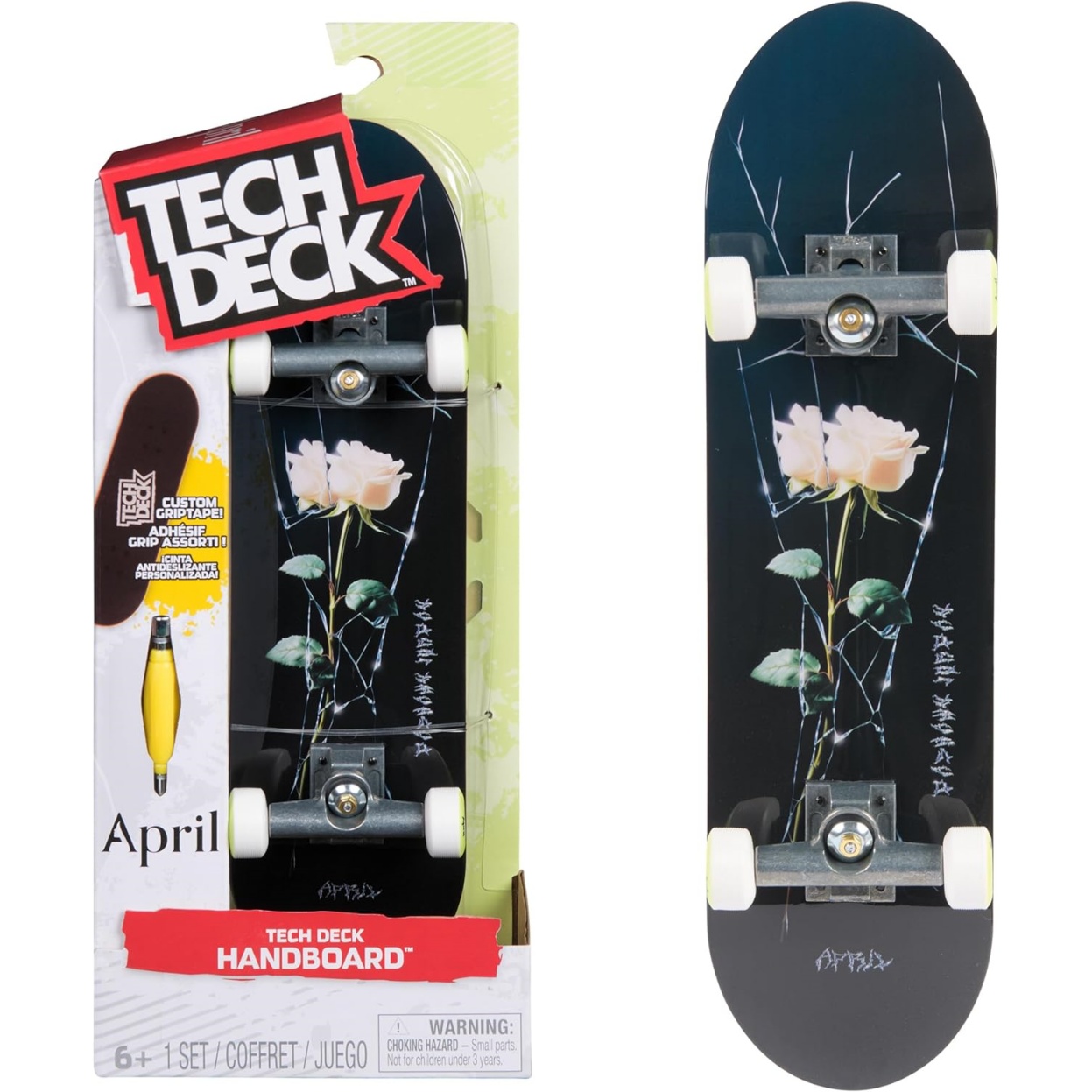 Tech Deck, April Handboard; Authentic Mini Skateboards, Kids Toys For Boys & Girls, Ages 6 And Up (Hands Use Only)