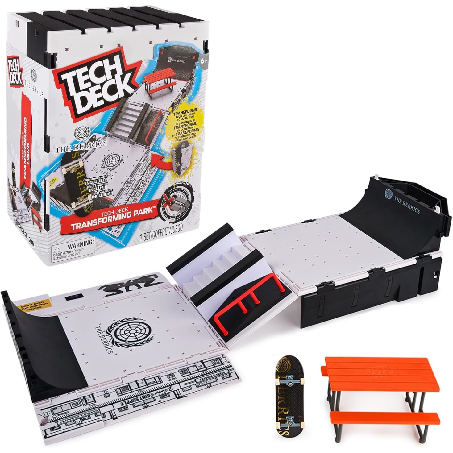 Tech Deck, The Berrics Transforming Park, X-Connect Park Creator, 30-Inch Wide Foldable Playset With Storage And Exclusive Fingerboard, Kids Toy For Ages 6 And Up