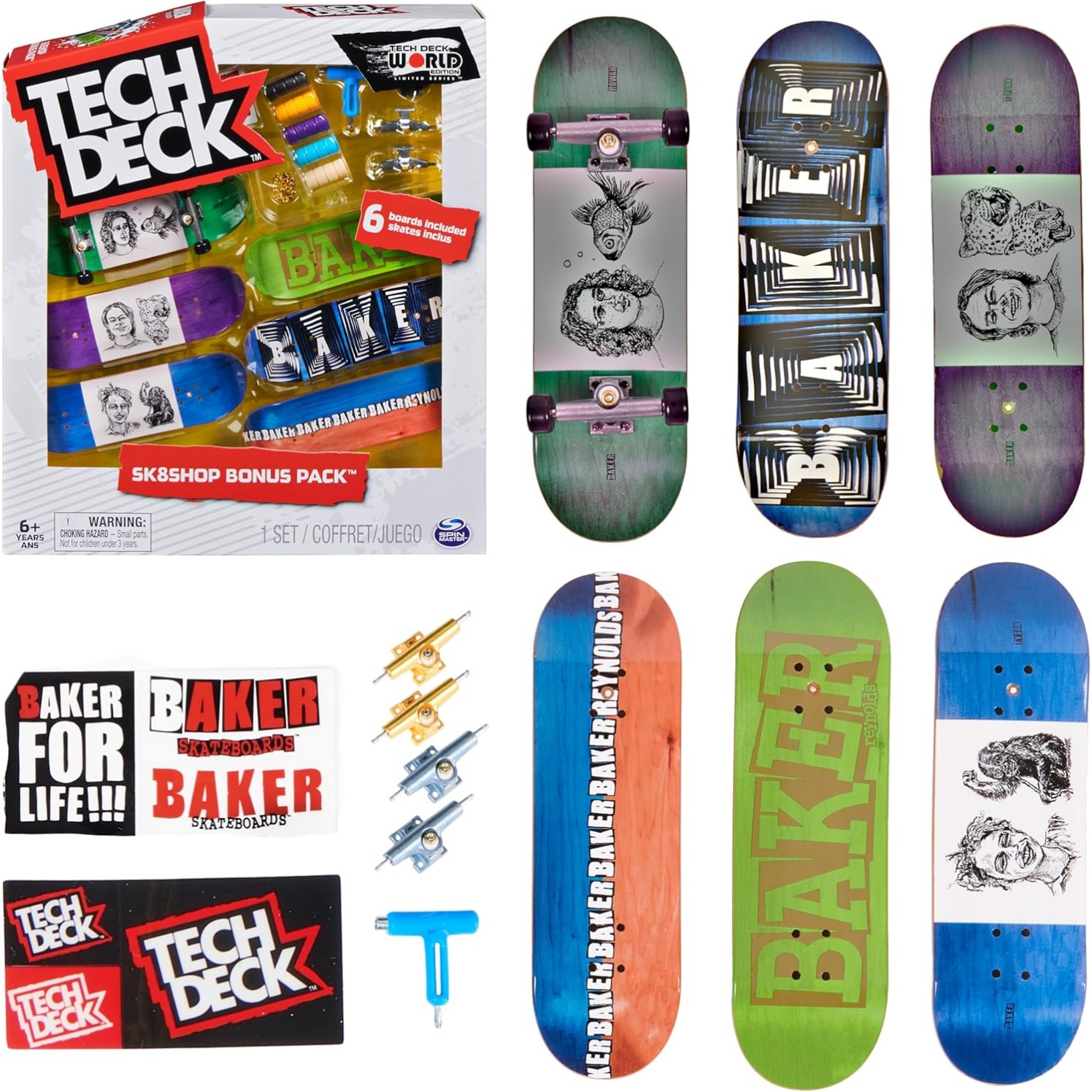 Tech Deck, Sk8Shop Fingerboard Bonus Pack, Collectible And Customizable Mini Skateboards (Styles May Vary)