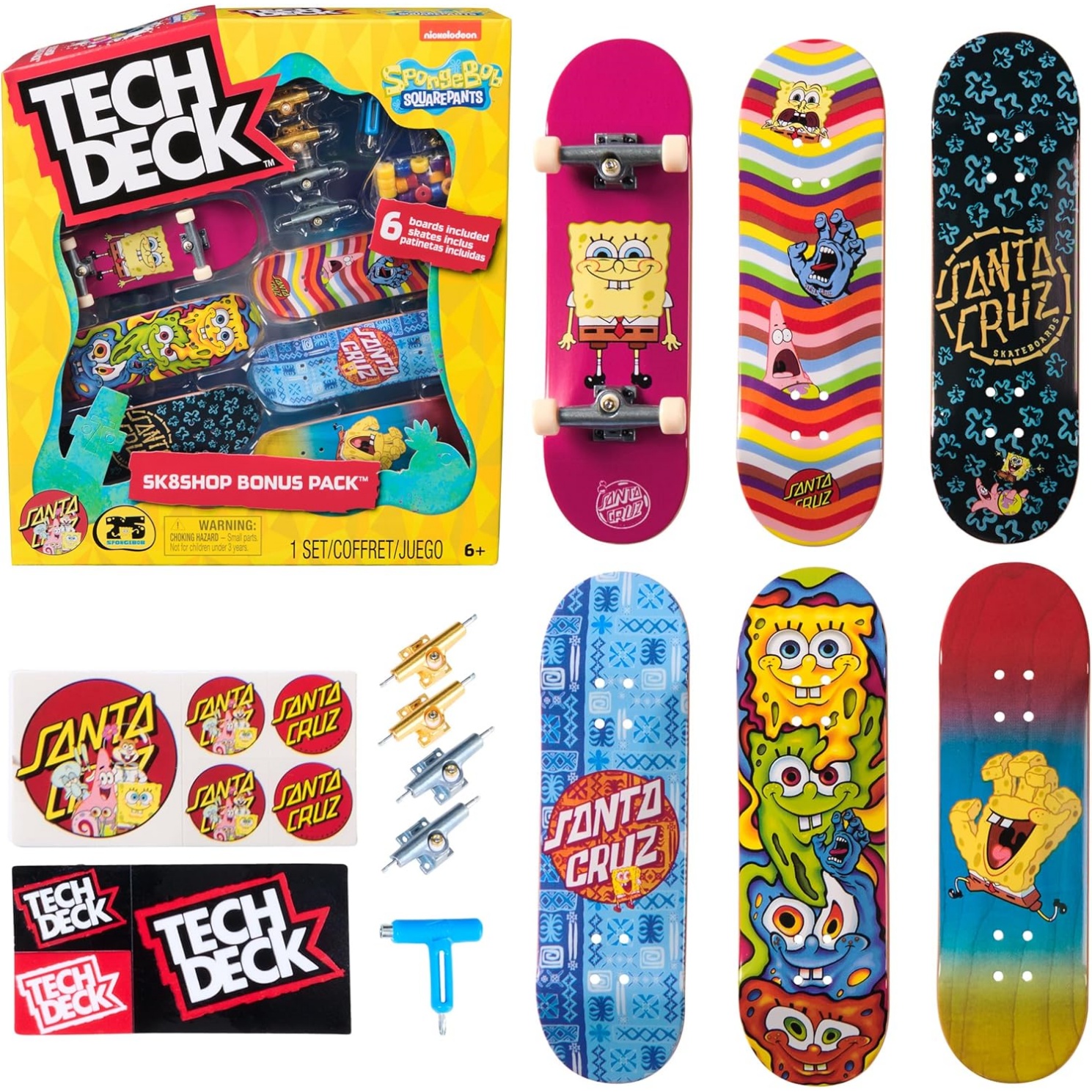 Tech Deck, Spongebob Sk8Shop Fingerboard Bonus Pack, Collectible And Customizable Mini Skateboards, Kids Toys For Ages 6 And Up