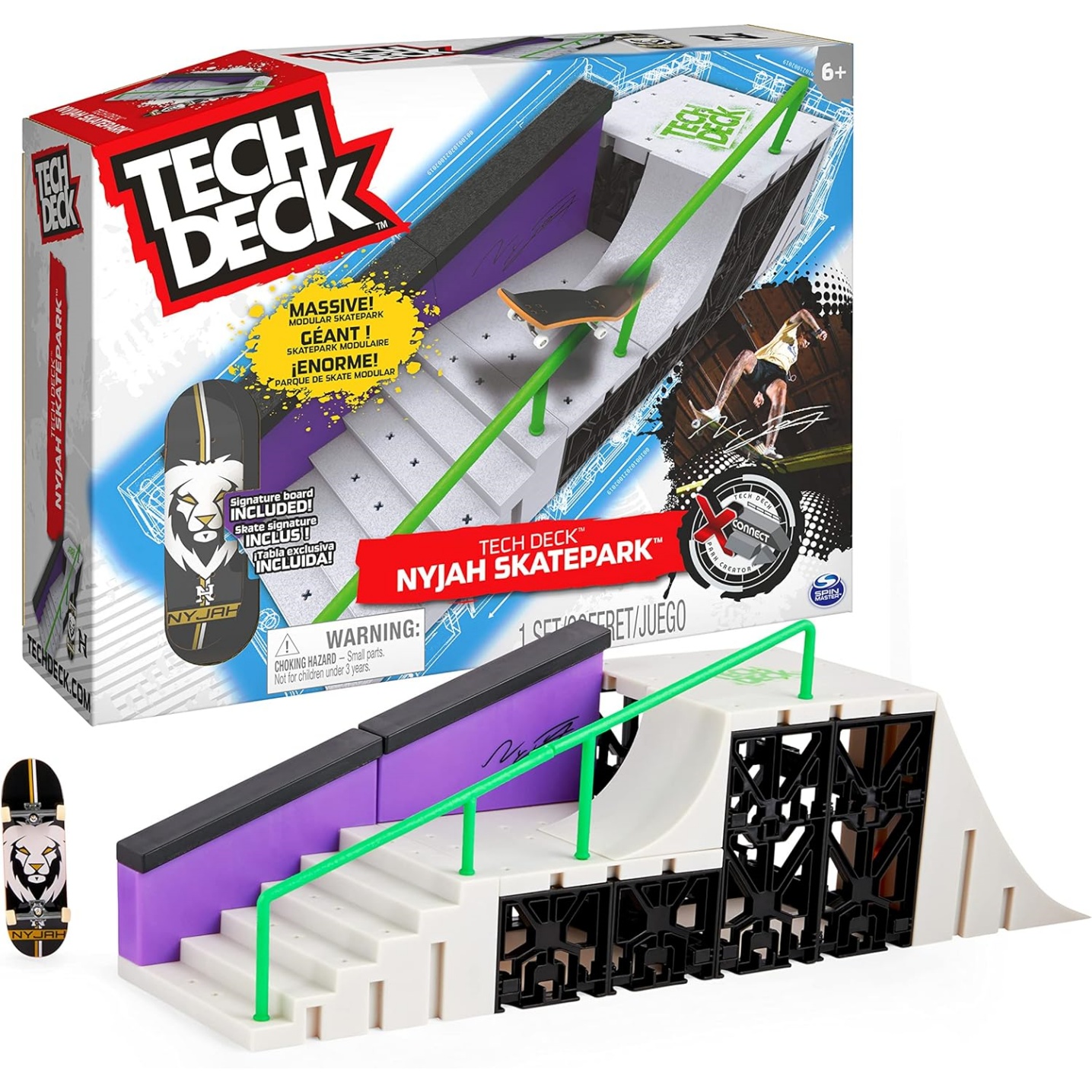 Tech Deck, Nyjah Skatepark X-Connect Park Creator, Massive Customizable Skatepark Ramp Set With Exclusive Fingerboard, Kids Toy For Ages 6 And Up